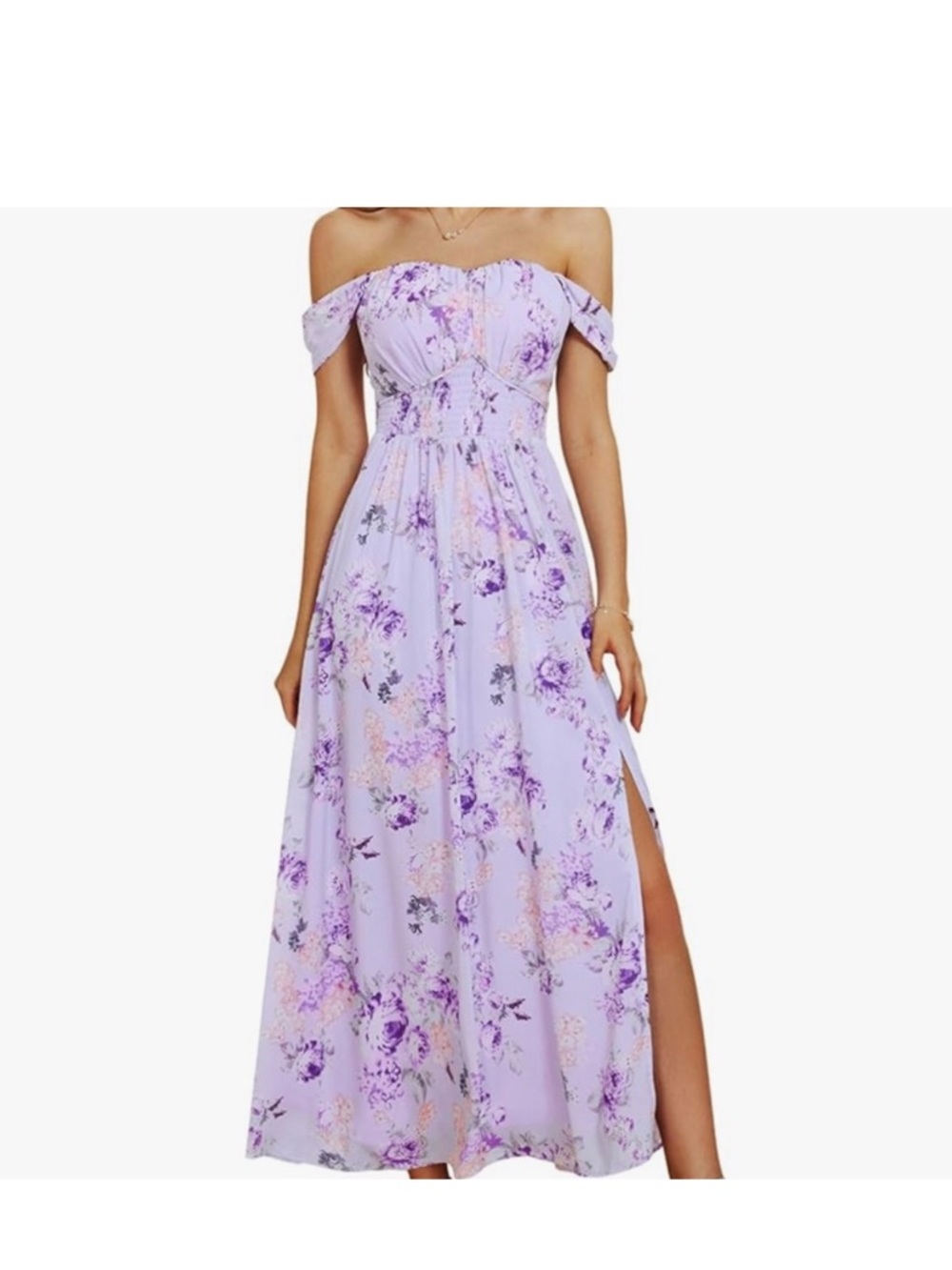 Lilac Floral Maxi Dress Romantic size Medium Wedding Guest Coquette Babydoll